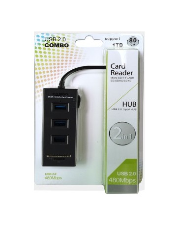 HUB COMBO USB 2.0 CARD READER 480MBPS